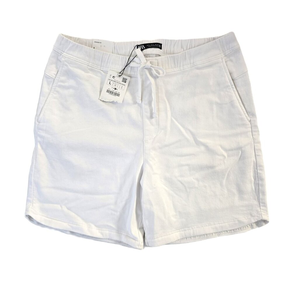 ZARA Men’s Jogger Shorts White Size Large NWT NEW